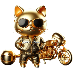 Golden Biker Cat of Fortune