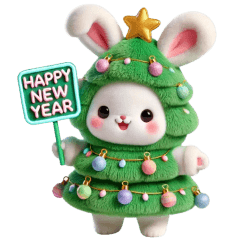 Cute Rabbit with christmas tree costume