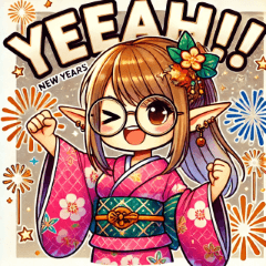 Cute New Year Kimono Glasses Elf 2