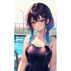 Resort pool swimsuit girl BIG sticker