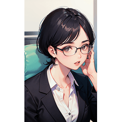 Cute black hair glasses girl daily life