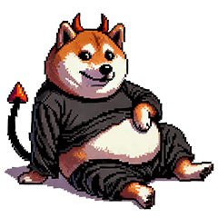 Pixel art devil fat shiba