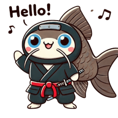 Cute ninja catfish sticker 001