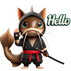 Cute ninja catfish sticker 002