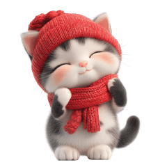 cute cat: merry christmas & new year-