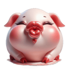 Pink Pig I Give You a Kiss