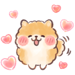 fluffy fat Pomeranian watercolor