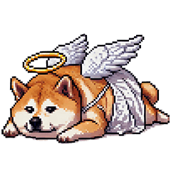 Pixel art angel fat shiba dog