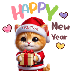 Cute cat send happy New Year gifts