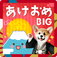 癒しコーギーのBIGなあけおめ年賀状