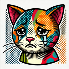 Sad Pop Art Cat Stickers