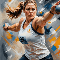 Strong Female Shot Put Athlete