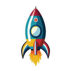 Retro rocket. Cartoon style.