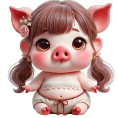 Cute Piggy Girl Expression Stickers