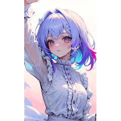 Cute white frill girl BIG sticker