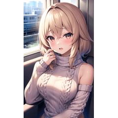 Beautiful girls in sweaters riding train