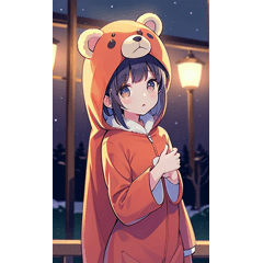 BIG sticker of bear costume girl