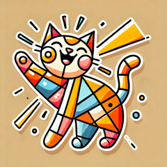 Joyful Cubism Cat Stamps