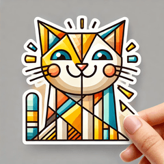 Happy Cubism Cat Stamps