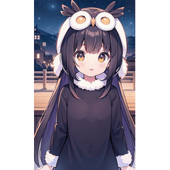 Owl girl BIG sticker