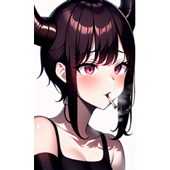 Little devil girl smoking a cigarette 2