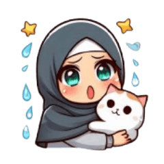 Cute Hijabi Girl and Cat