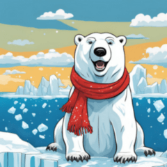 Vector polar bear in comic style