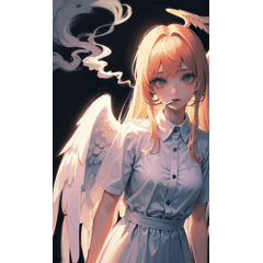 angel girl smoking a cigarette