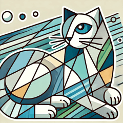 Expansive Cubism Cat Stamps