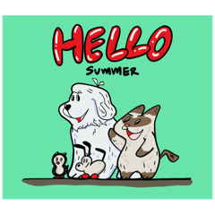 Summer cat and friends story