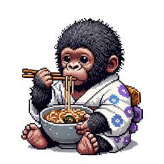 Pixel art new year chubby gorilla