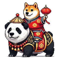 Pixel art china fat shiba dog