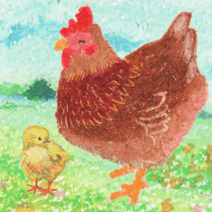 Cute chicken and chick Sticker