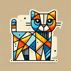 Short Cubism Cat Stamps