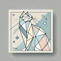 Light Cubism Cat Stamps