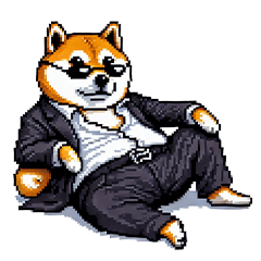 Pixel art yakuza fat shiba