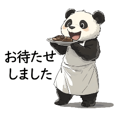 Polite panda working at a cafe