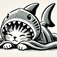 Wabi-Sabi Shark Cat - Japanese Serenity