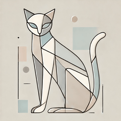 Thin Cubism Cat Stamps