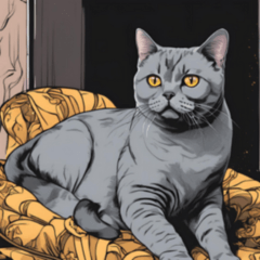 Comic British Shorthair Cat 1