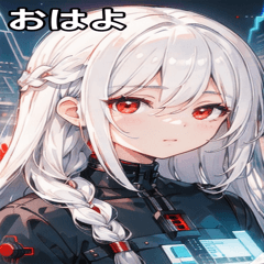 City with white hair machine girl