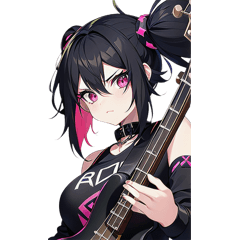 Bass guitar girl BIG sticker