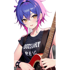 Acoustic guitar girl BIG sticker