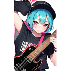 Electric guitar girl BIG sticker