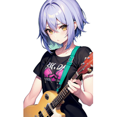 BIG sticker of resonator guitar girl