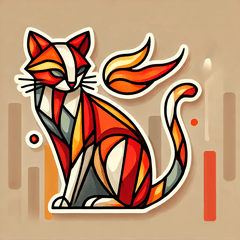 Fiery Cubism Cat Stamps