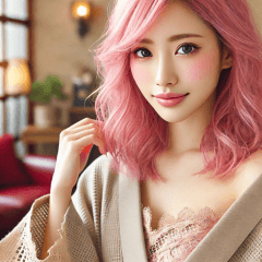 beautiful women with pink hair