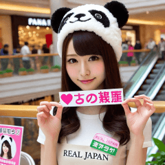 A beautiful woman wearing a panda hat!