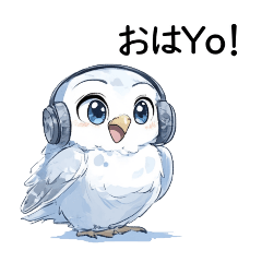 DJ Snowy owl wearing headphones