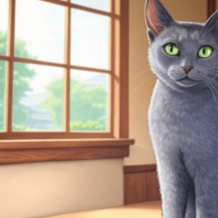 comic russian blue cat